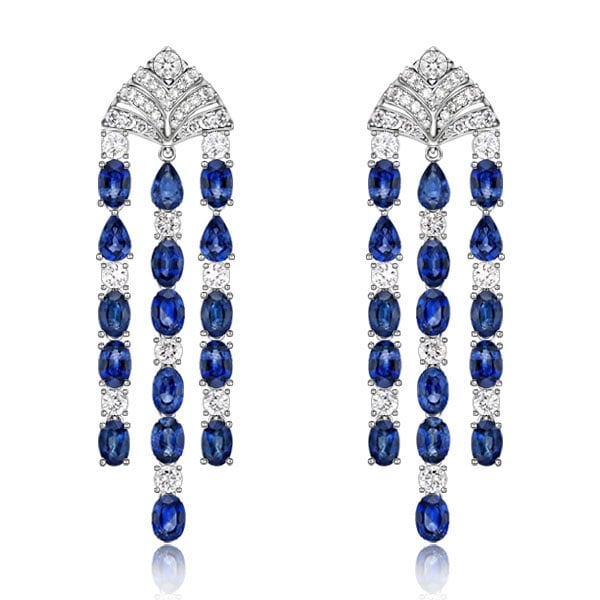 Vintage Created Blue Sapphire Drop Earrings For Women