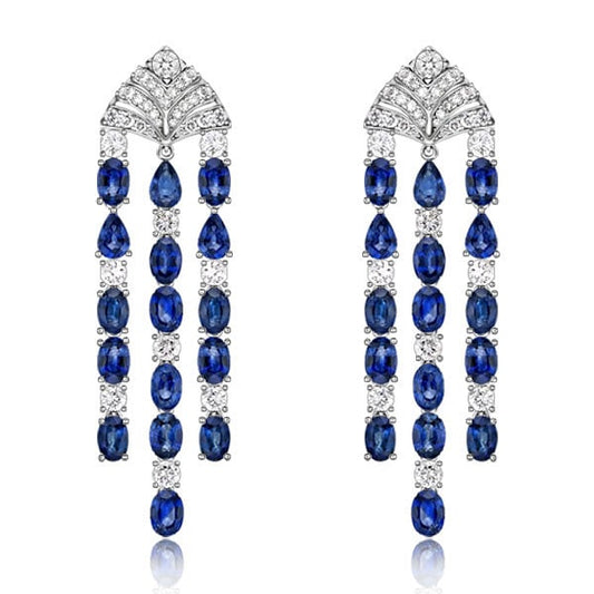 Vintage Created Blue Sapphire Drop Earrings For Women