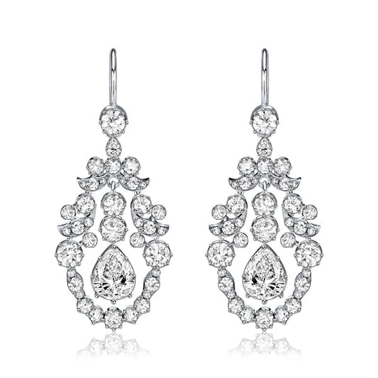 Italo White Sapphire Drop Earrings Vintage Earrings In Silver