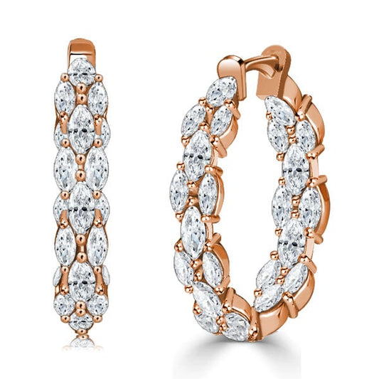 Italo Rose Gold Marquise Cut Hoop Earrings For Women