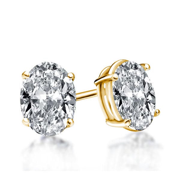 Italo Golden Oval Cut Stud Earrings Solitaire Earrings For Women