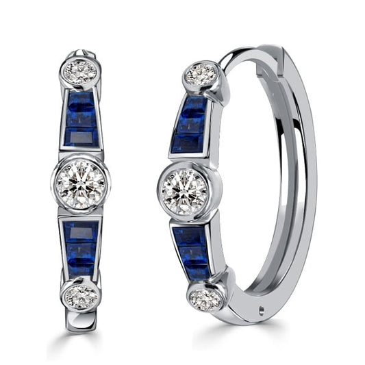 Italo Bezel Setting Vintage Silver Hoop Earrings For Women