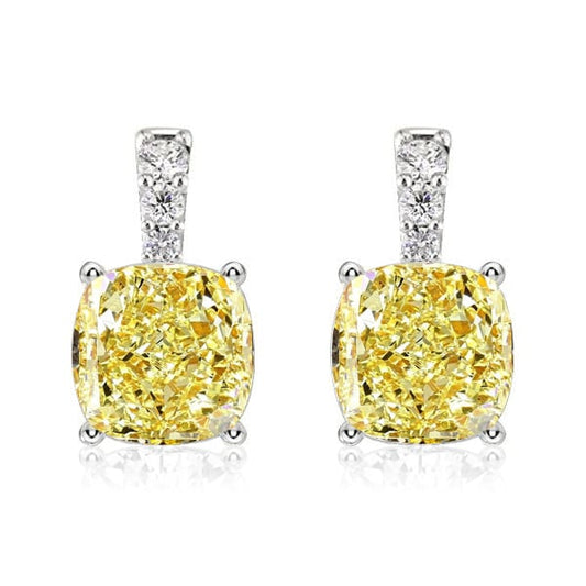 Italo Yellow Topaz Earrings Cushion Cut Drop Earrings For Women