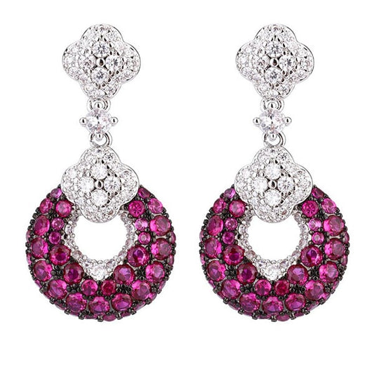Italo Unique Round Cut Ruby Sapphire Earrings Drop Earrings