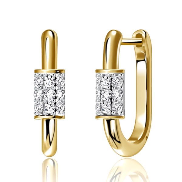 Italo Two Tone Micro Pave Round Cut Silver Hoop Earrings For Women