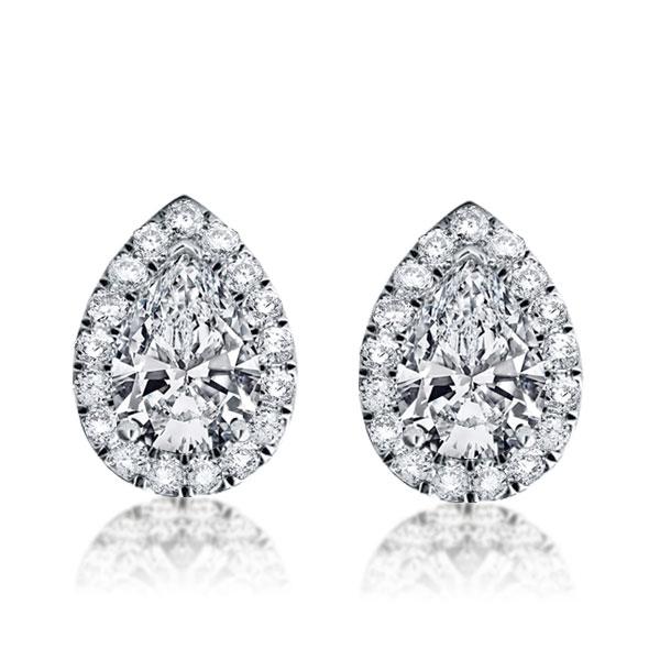 Italo Halo Pear Created White Sapphire Stud Earrings