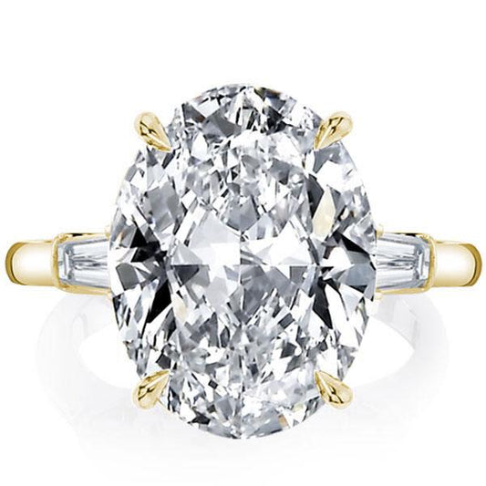 Golden Oval Three Stone Engagement Ring