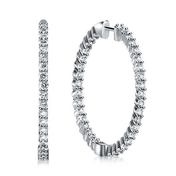 Classic Round Cut Silver Hoop Earrings