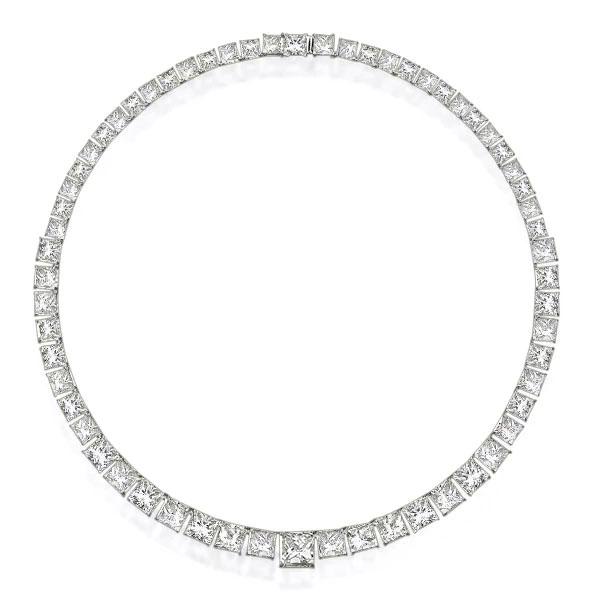 Classic Princess Cut Tennis Necklace