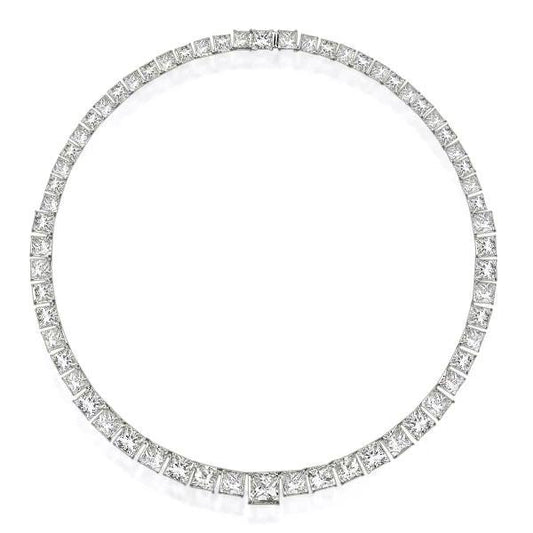 Classic Princess Cut Tennis Necklace