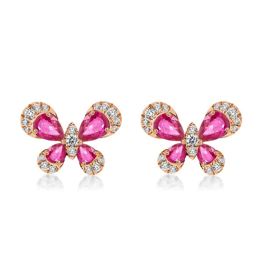 Butterfly Rose Gold Pear Cut Earrings