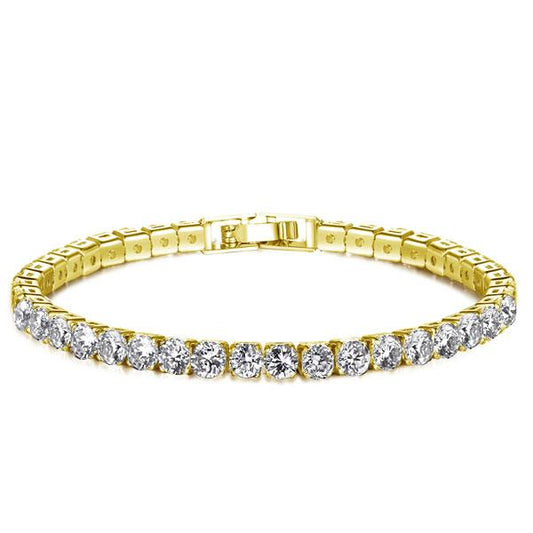 Italo Golden Round Created White Sapphire Tennis Bracelet