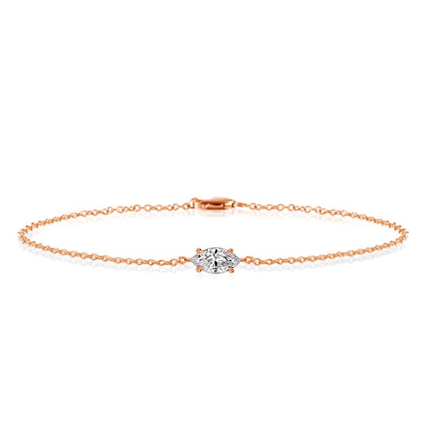 Rose Gold Dainty Single Stone Marquise Cut Bracelet