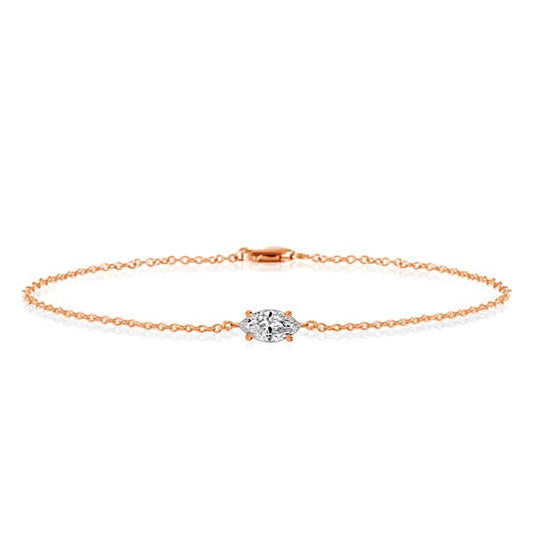 Rose Gold Dainty Single Stone Marquise Cut Bracelet