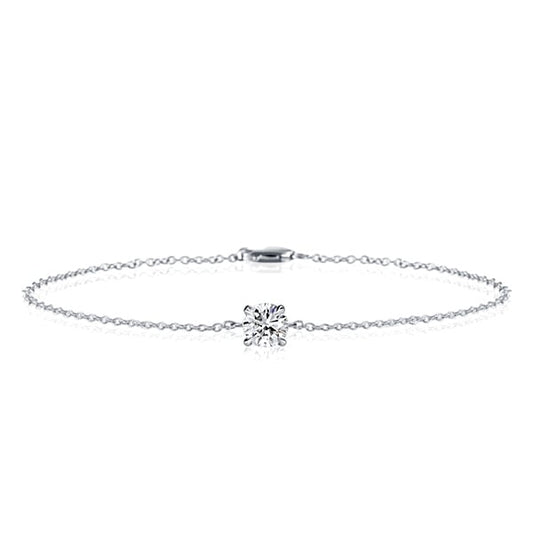 Dainty Single Stone Round Cut Bracelet