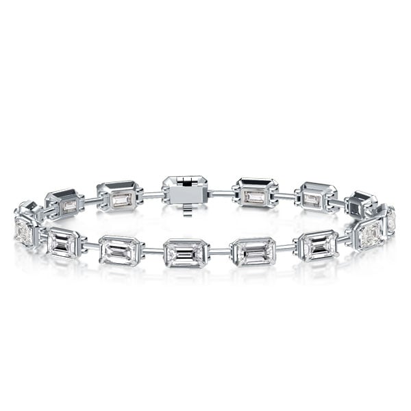 Italo Bezel Emerald Cut White Sapphire Tennis Bracelet