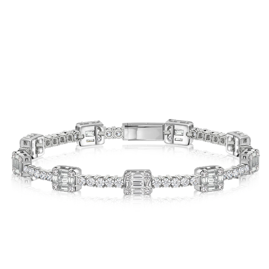 Italo Round & Baguette Tennis Bracelet For Women