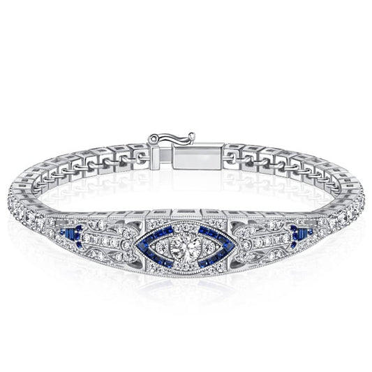 Italo Art Deco Tennis Bracelet In Sterling Silver