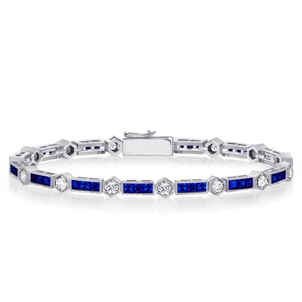 Alternating Round White & Triple Blue Bracelets For Wedding