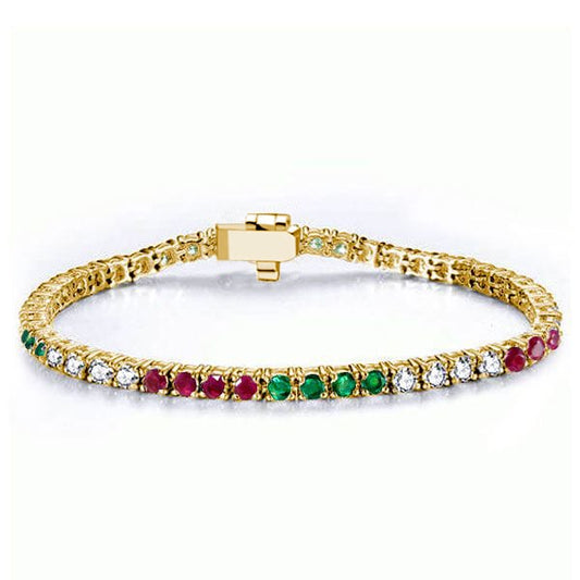 Italo Golden Emerald Sapphire Ruby Tennis Bracelet
