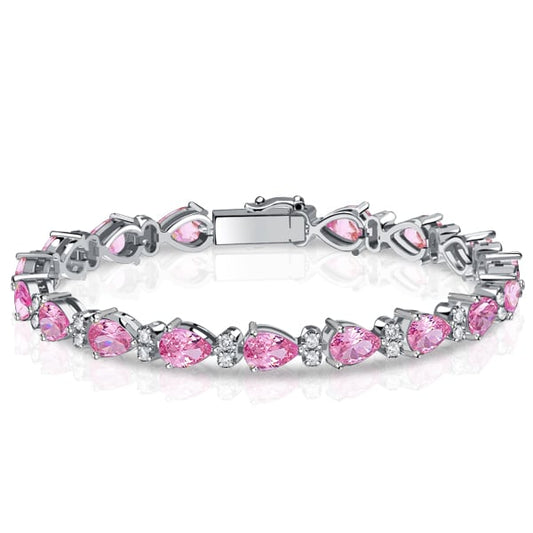 Italo Pear Shaped Pink Stone Tennis Bracelets For Women
