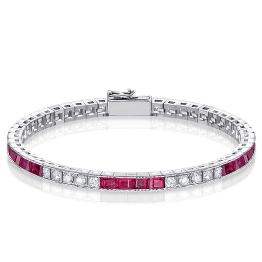 Italo Eternity Asscher Cut Ruby Tennis Bracelet