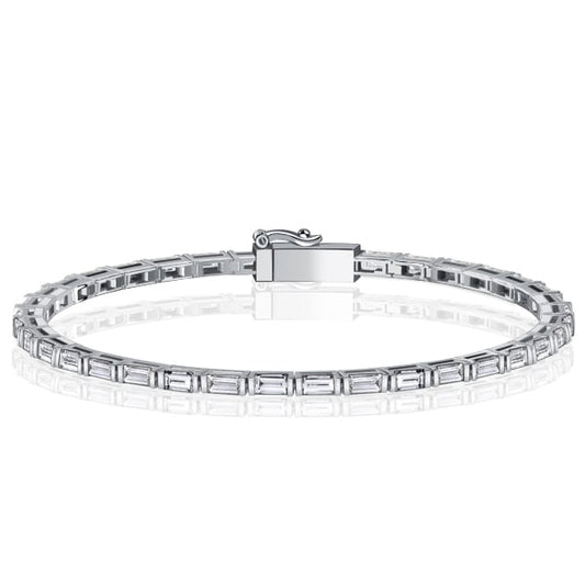 Italo Baguette Tennis Bracelet Womens Dainty Bracelet Silver