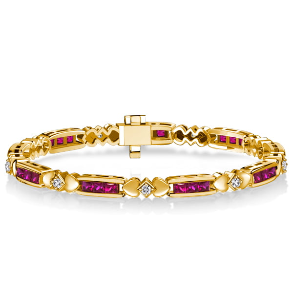 Italo Princess Cut Ruby Sapphire Bracelet Silver Bracelet