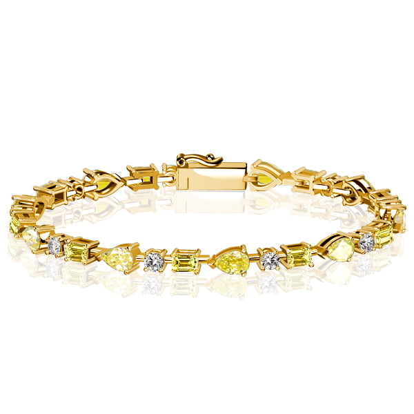 Italo Emerald & Pear Cut Yellow Topaz Tennis Bracelet For Women