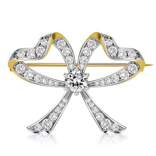 Vintage Round Cut Bow Brooch For Women
