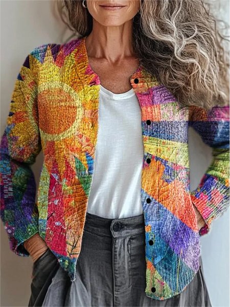 Women Knitted Striped Long Sleeve Comfy Casual Cardigan