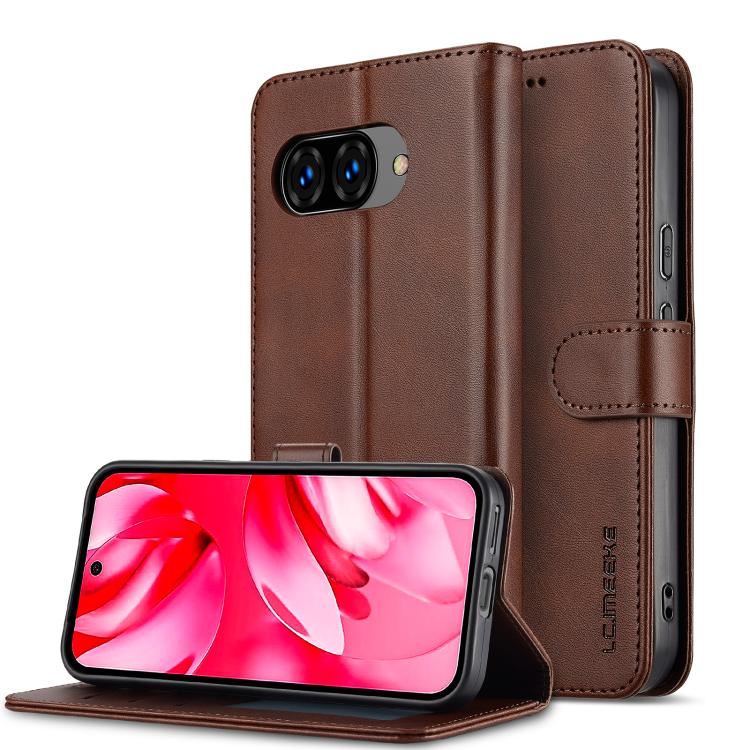 For Google Pixel 10a LC.IMEEKE Calf Texture Flip Leather Phone Case(Brown)