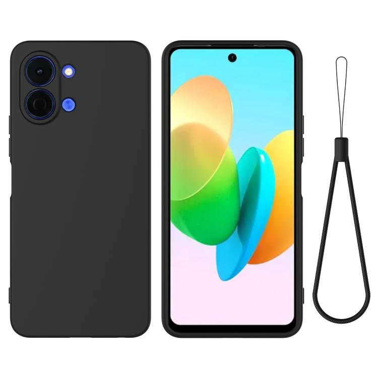 For Tecno Spark Go 3 Solid Color Liquid Silicone Dropproof Full Coverage Phone Case(Black)