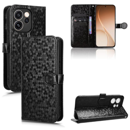 For OPPO Reno15 F 5G Honeycomb Dot Texture Leather Phone Case(Black)