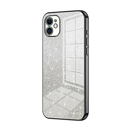 For iPhone 11 Gradient Glitter Powder Electroplated Phone Case(Black)