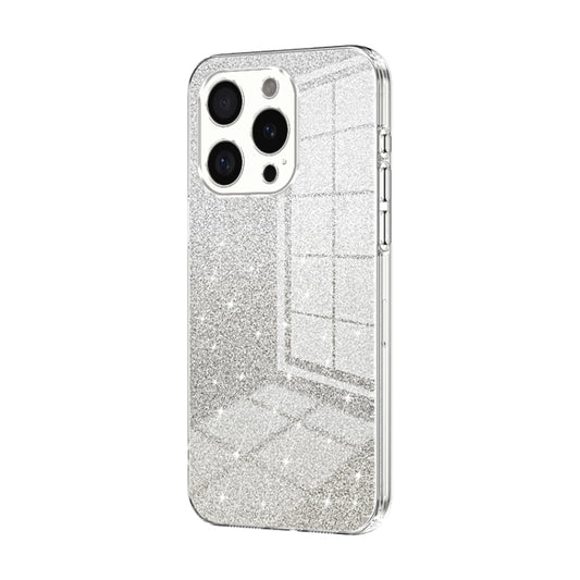 For iPhone 16 Pro Gradient Glitter Powder Electroplated Phone Case(Transparent)