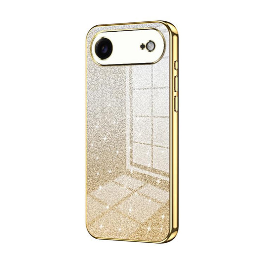 For iPhone Air Gradient Glitter Powder Electroplated Phone Case(Gold)