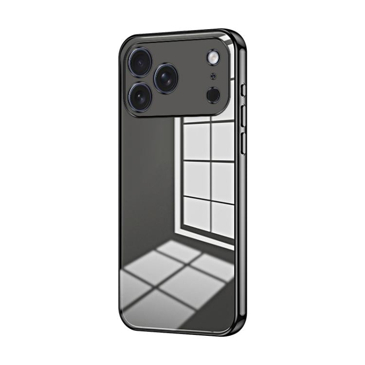 For iPhone 17 Pro Transparent Plating Fine Hole Phone Case(Black)
