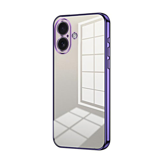 For iPhone 17 Transparent Plating Fine Hole Phone Case(Purple)