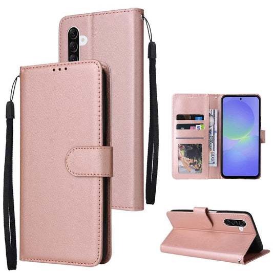 For Samsung Galaxy A57 5G 3-Card Slots Multifunctional Leather Phone Case(Rose Gold)