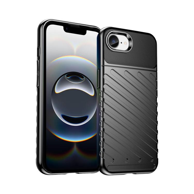 For iPhone 16e Thunderbolt Shockproof Soft TPU Phone Case(Black)