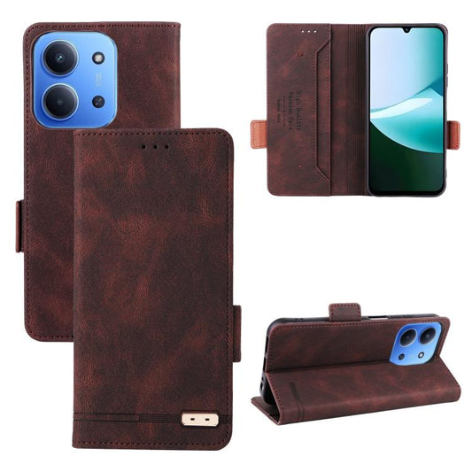 For Redmi 15C 5G / 4G Global 171mm / Poco C85 4G Magnetic Clasp Leather Phone Case(Brown)