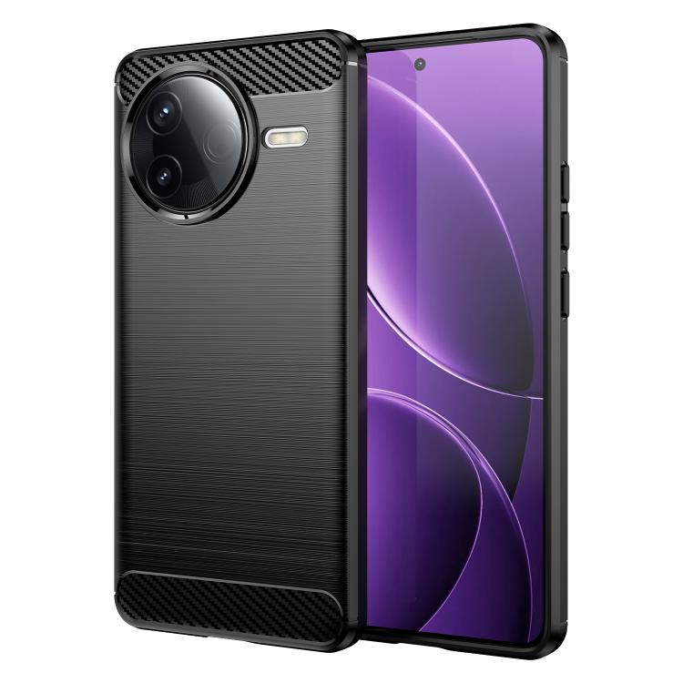 For Xiaomi Poco F7 Pro Carbon Fiber Brushed Texture TPU Phone Case(Black)