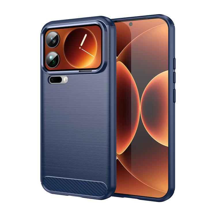 For Xiaomi 17 Pro Max Carbon Fiber Brushed Texture TPU Phone Case(Blue)
