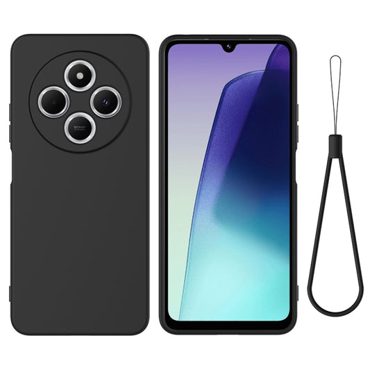 For Redmi 14C 4G / 14R / Poco C75 Solid Color Liquid Silicone Dropproof Full Coverage Phone Case(Black)