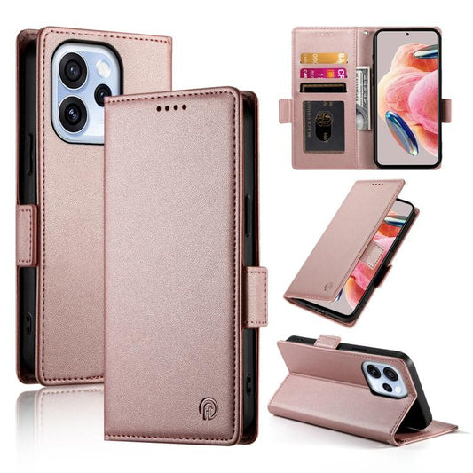 For OPPO Reno15 F 5G Side Buckle Magnetic Frosted Leather Phone Case(Rose Gold)