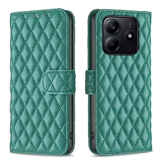 For Redmi Note 14 5G Diamond Lattice Wallet Flip Leather Phone Case(Green)
