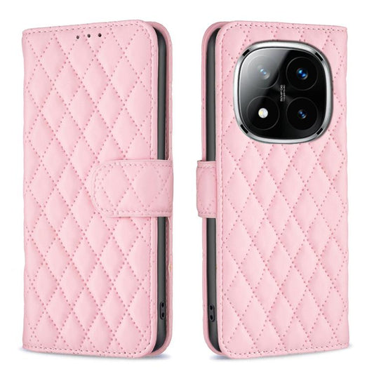 For Redmi Note 14 Pro 4G Diamond Lattice Wallet Flip Leather Phone Case(Pink)