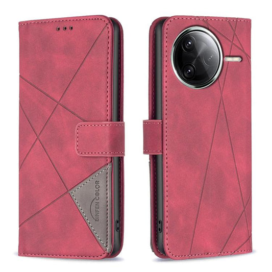 For Redmi K80 / K80 Pro Magnetic Buckle Rhombus Texture Leather Phone Case(Red)