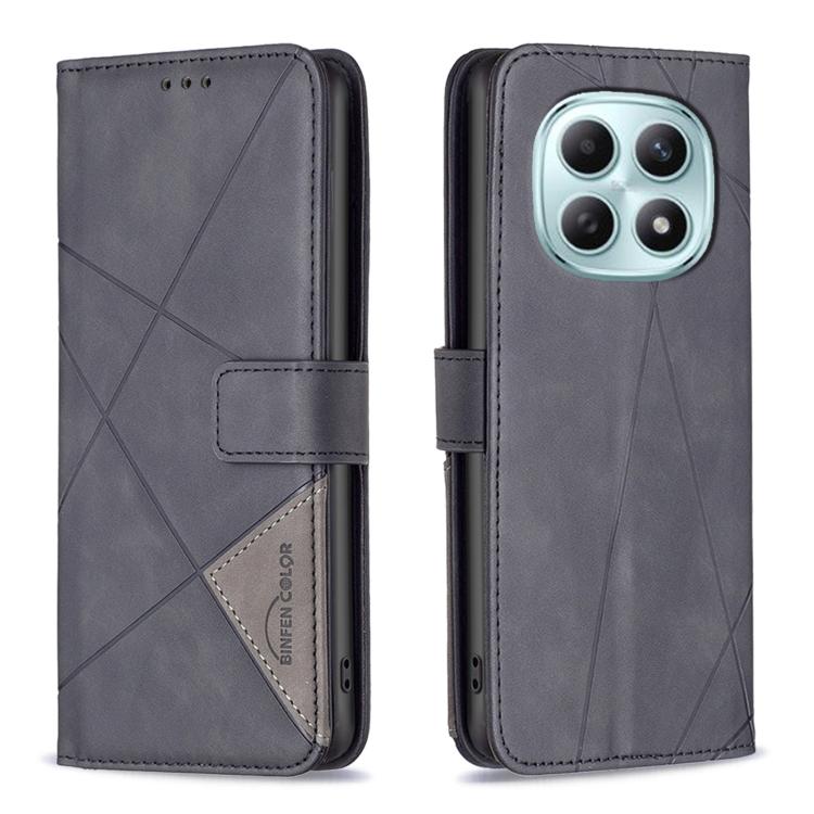For Redmi Note 15 5G Global 164mm Magnetic Buckle Rhombus Texture Leather Phone Case(Black)
